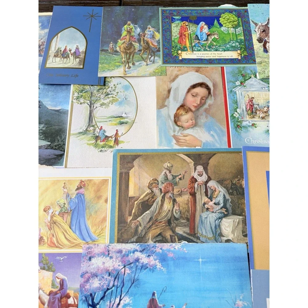Vintage Christmas Cards Fronts ONLY Nativity Scrapbooking Crafts Lot of 50+